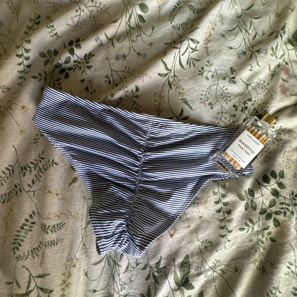 🆓Free with purchase! Women's Navy and White Striped cheeky Bikini Bottom